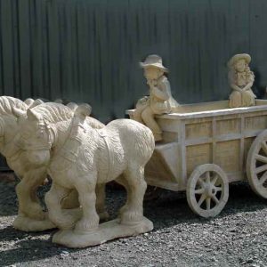 Paarden met kar en manneke
