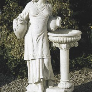Vrouw met schaal op voet