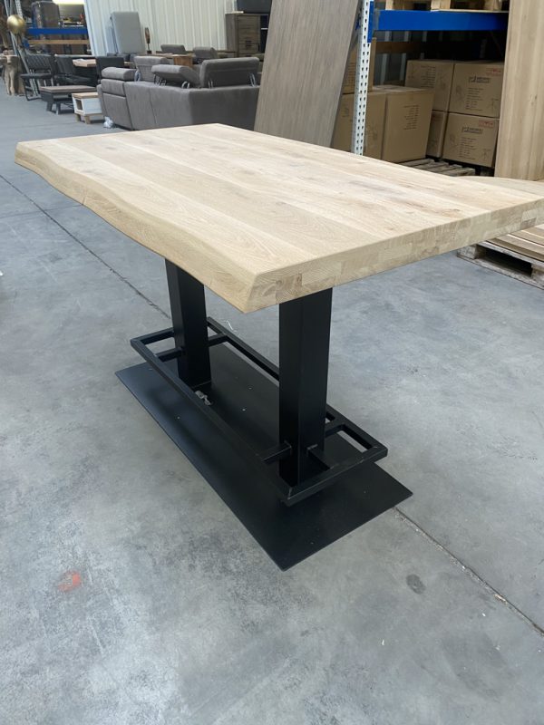 Aerts eiken bartafel, boomstam + voetensteun, A-keuze
