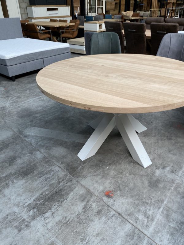 Aerts massief eiken eettafel, rond + spinpoot, A-keuze - Afbeelding 10