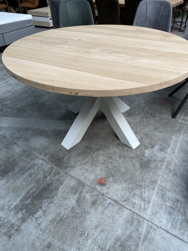 Aerts massief eiken eettafel, rond + spinpoot, A-keuze - Afbeelding 7