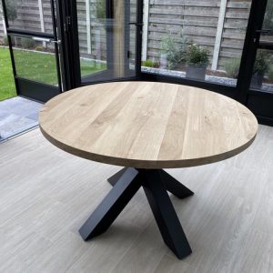 Aerts eettafel rond, 120 cm, zwarte spinpoot1