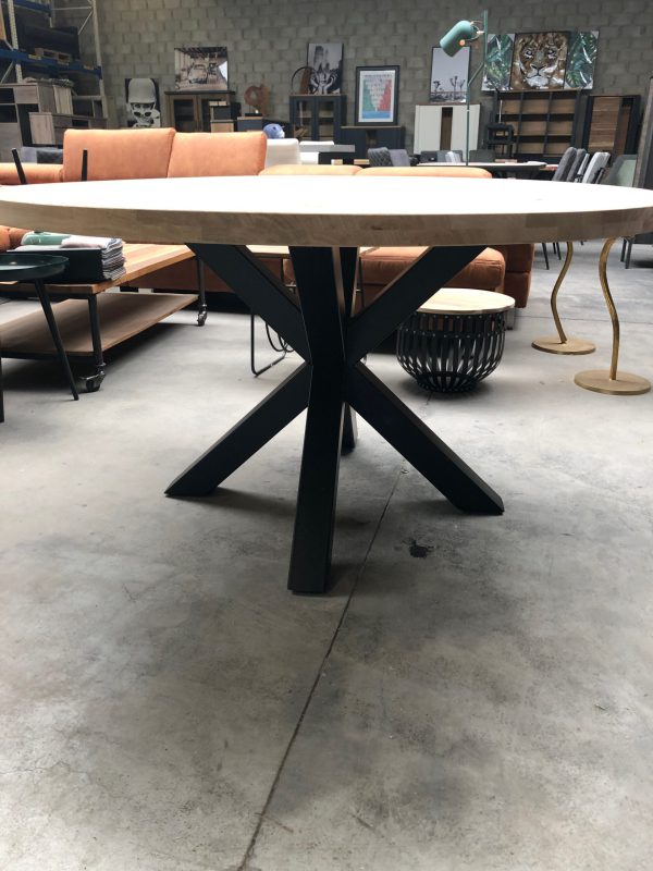 Aerts massief eiken eettafel, rond + spinpoot, A-keuze - Afbeelding 18