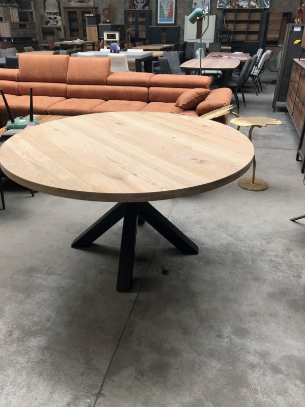 Aerts massief eiken eettafel, rond + spinpoot, A-keuze - Afbeelding 19