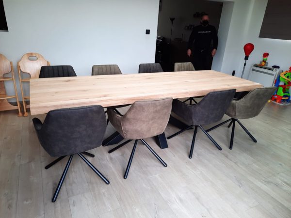 Aerts eiken eettafel 6 cm dik + spinpoot - Afbeelding 3