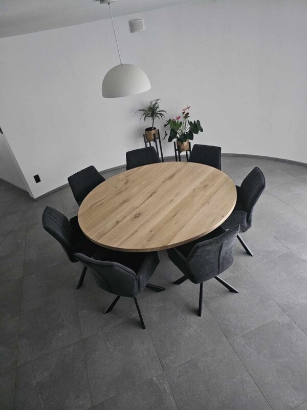 Aerts massief eiken eettafel, rond + spinpoot, A-keuze - Afbeelding 29
