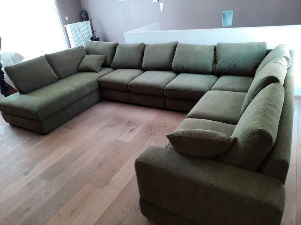 Alano, hoeksalon, U-vorm, groen stof - Afbeelding 2