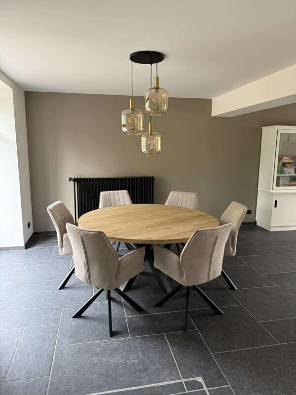 Aerts massief eiken eettafel, rond + spinpoot, A-keuze - Afbeelding 30
