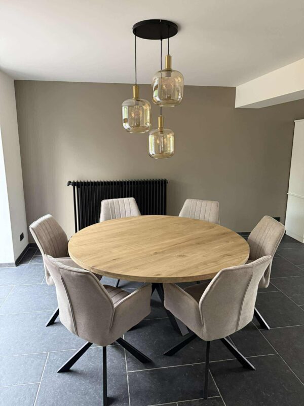 Aerts massief eiken eettafel, rond + spinpoot, A-keuze - Afbeelding 31