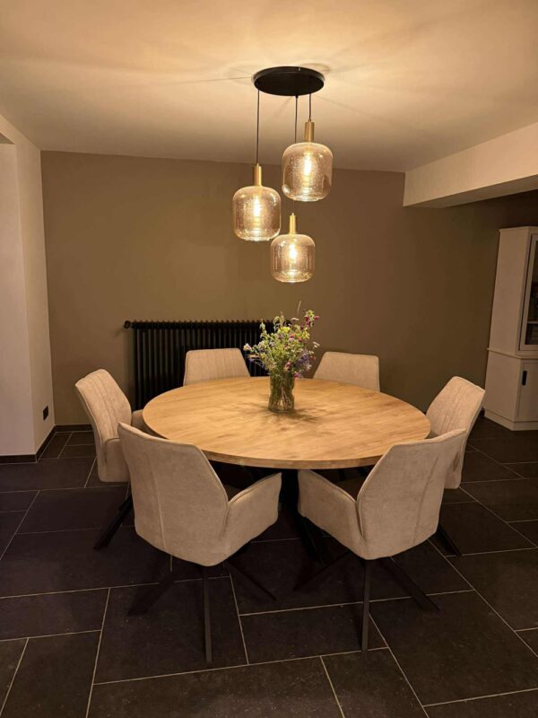 Aerts massief eiken eettafel, rond + spinpoot, A-keuze - Afbeelding 32