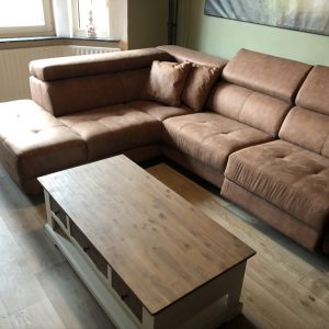 Leno hoeksalon + relax, cognac