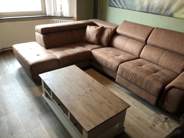 Leno hoeksalon + relax, cognac