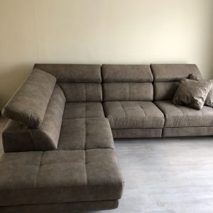 Leno, hoeksalon + relax, grijs/bruin