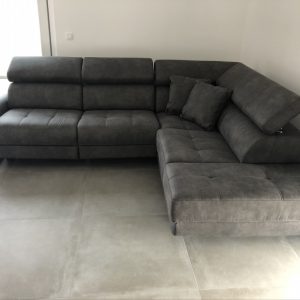 Leno, hoeksalon + relax, grijs