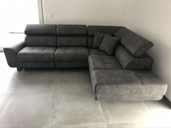 Leno, hoeksalon + relax, grijs