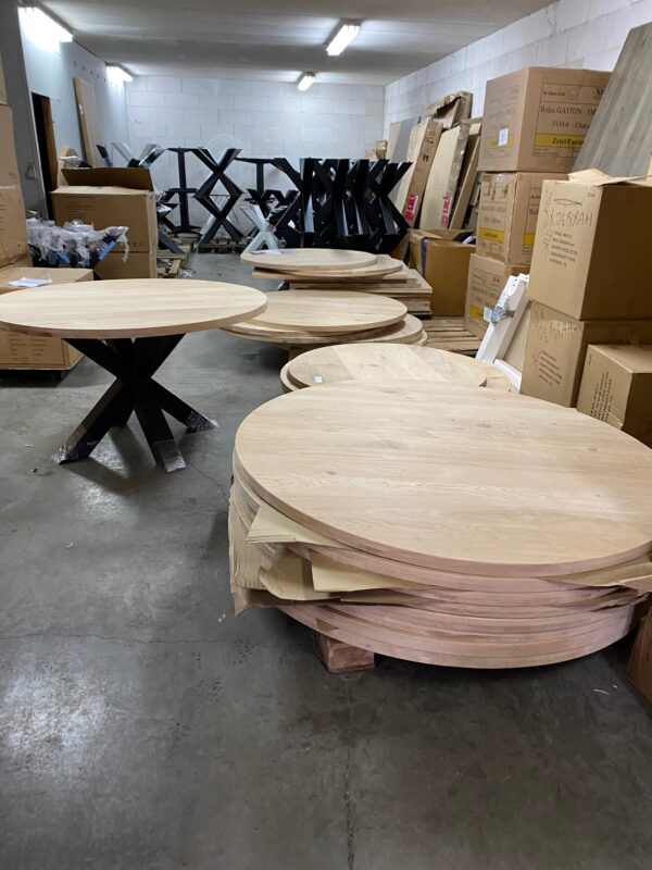 Aerts massief eiken eettafel, rond + spinpoot, A-keuze - Afbeelding 26