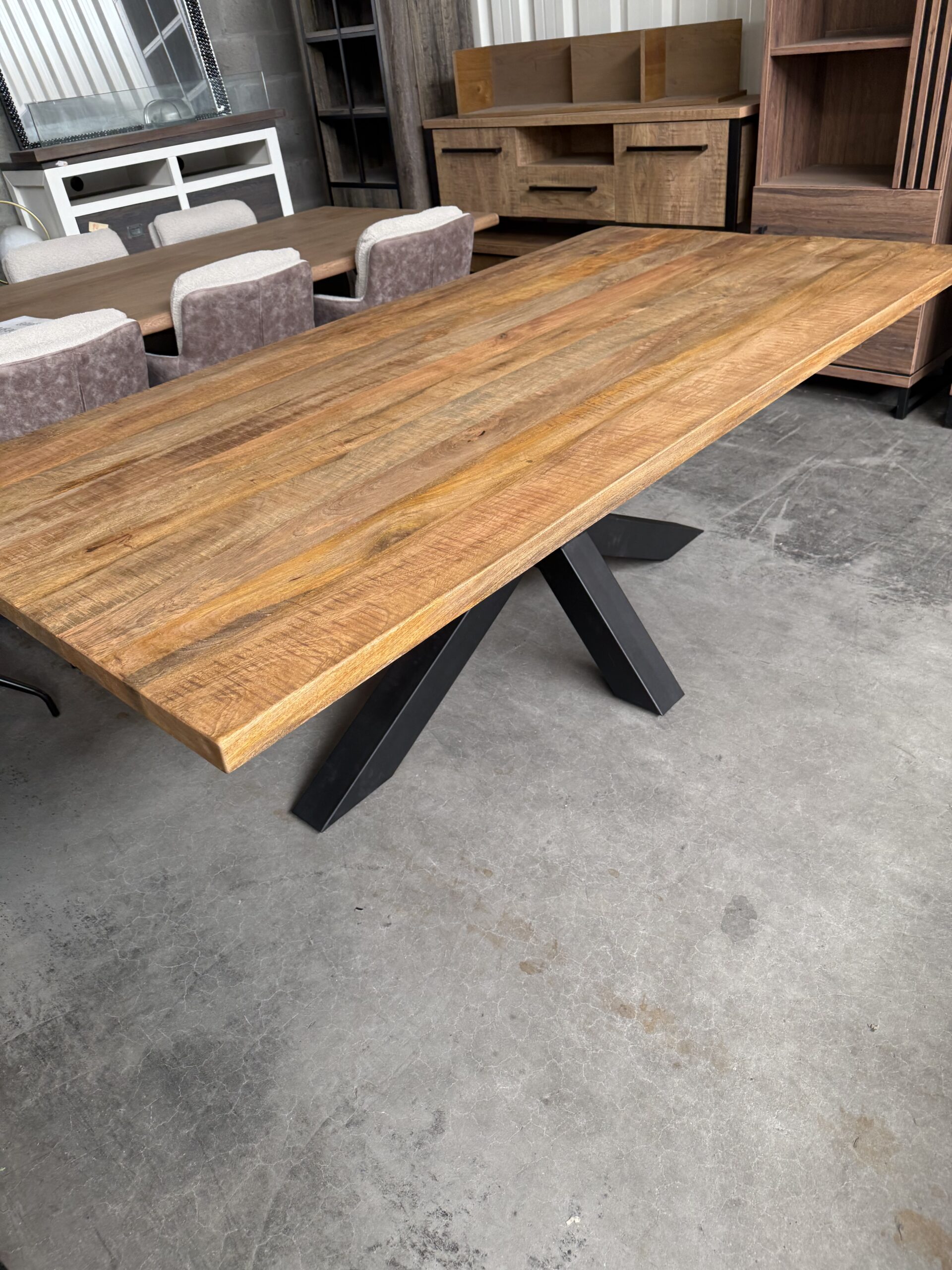 Marc eettafel, mangohout + RVS onderstel - Afbeelding 6