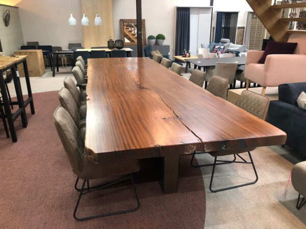 Eettafel 5 meter, massief mahonie, boomstam - Afbeelding 7