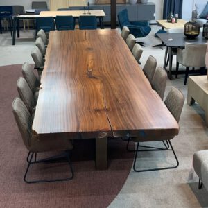 Eettafel 5 meter, massief mahonie, boomstam