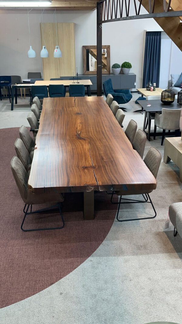 Eettafel 5 meter, massief mahonie, boomstam