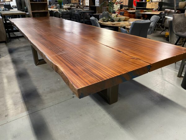Eettafel 5 meter, massief mahonie, boomstam - Afbeelding 5