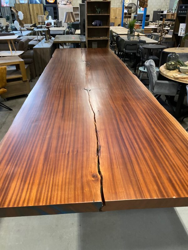 Eettafel 5 meter, massief mahonie, boomstam - Afbeelding 3