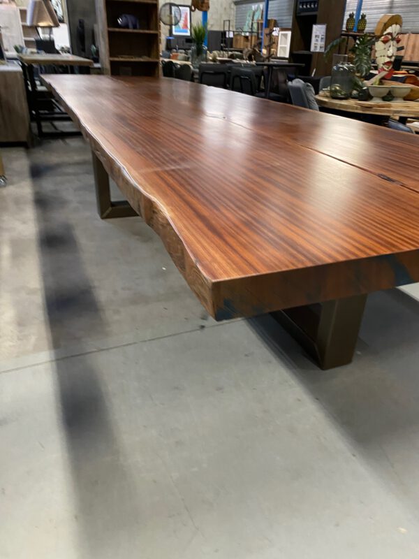 Eettafel 5 meter, massief mahonie, boomstam - Afbeelding 8