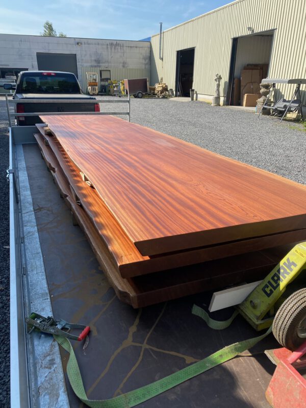 Eettafel 5 meter, massief mahonie, boomstam - Afbeelding 12