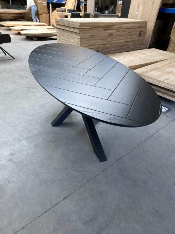 Zwart ovale eettafel, visgraat + verjongd - Afbeelding 4