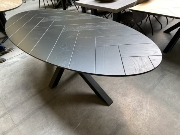 Zwart ovale eettafel, visgraat + verjongd - Afbeelding 3