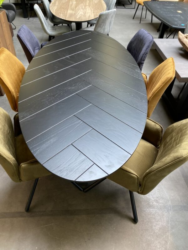 Zwart ovale eettafel, visgraat + verjongd - Afbeelding 2