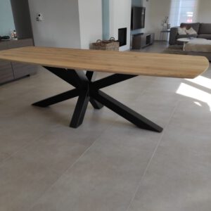 Aerts eiken, eettafel, Deens ovaal + spinpoot