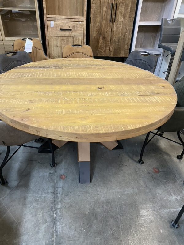 Eettafel mangohout, rond, 150 cm - Afbeelding 7