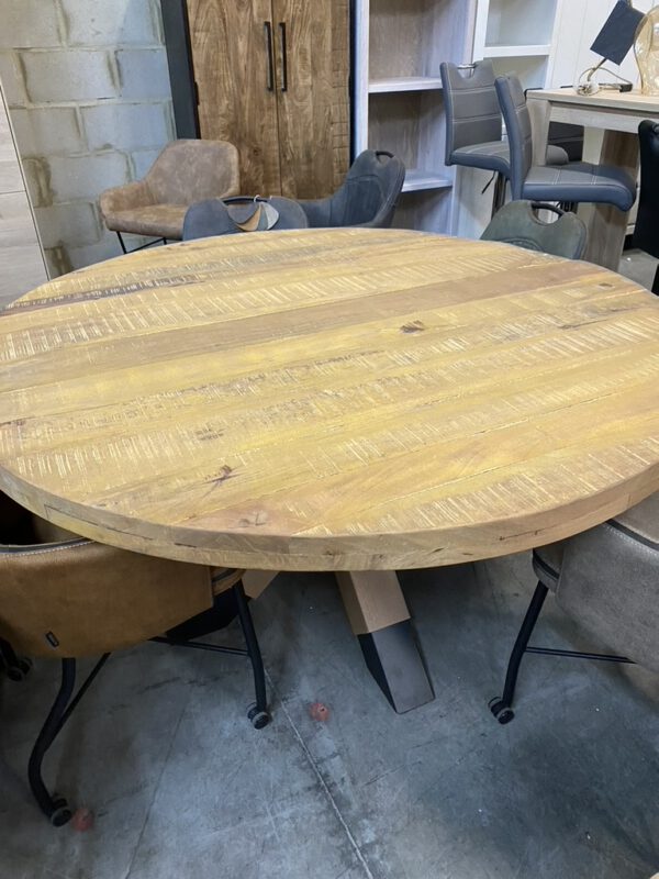 Eettafel mangohout, rond, 150 cm - Afbeelding 4
