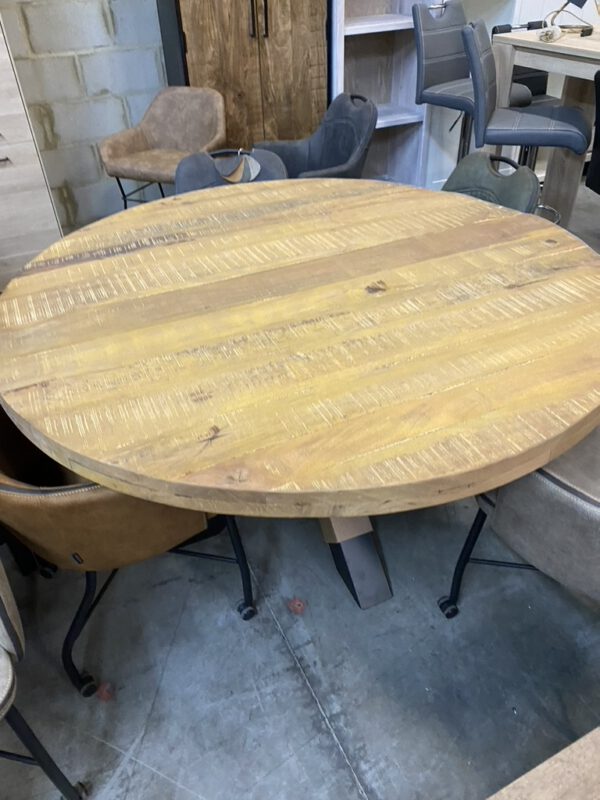 Eettafel mangohout, rond, 150 cm - Afbeelding 5