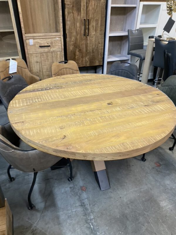 Eettafel mangohout, rond, 150 cm - Afbeelding 6
