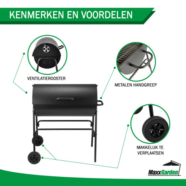 Houtskoolbarbecue cilindervorm – Zwart - Afbeelding 6