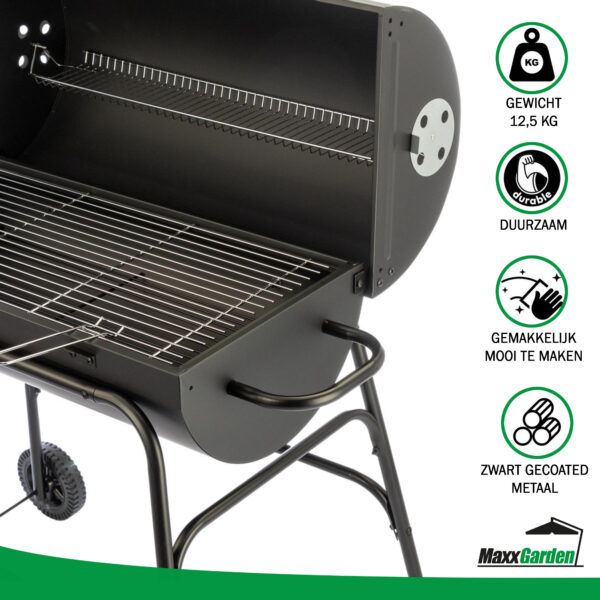 Houtskoolbarbecue cilindervorm – Zwart - Afbeelding 5
