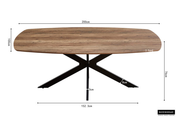 Aziz eettafel Deens ovaal, kleur mango - Afbeelding 13