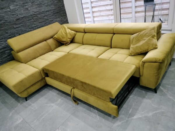 Fabien, hoeksalon met bedfunctie, velvet oker - Afbeelding 6