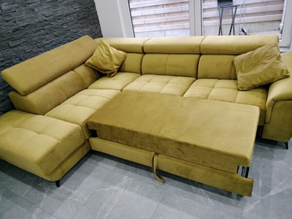 Fabien, hoeksalon met bedfunctie, velvet oker - Afbeelding 7