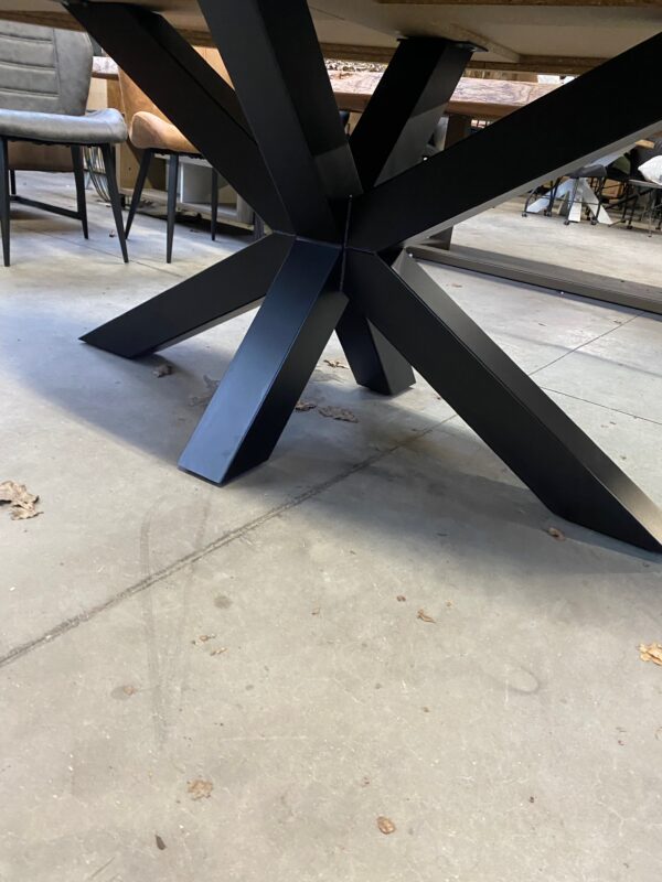Eiken eettafel ovaal, visgraat - Afbeelding 2
