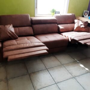 Leno 3-zit + relax, cognac