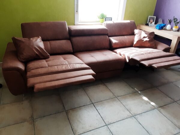 Leno 3-zit + relax, cognac