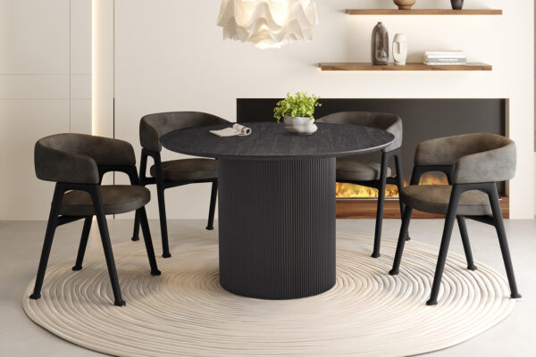 Lagos eettafel rond, kleur donkerbruin