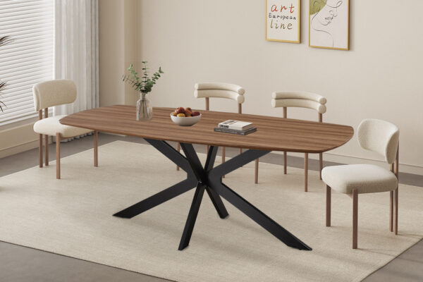 Aziz eettafel Deens ovaal, kleur oud eiken