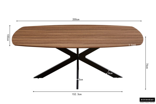 Aziz eettafel Deens ovaal, kleur oud eiken - Afbeelding 13