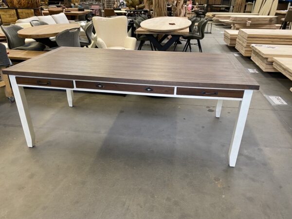 Eettafel, landelijk wit + smoke brown - Afbeelding 5