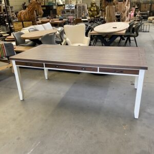 Eettafel, landelijk wit + smoke brown