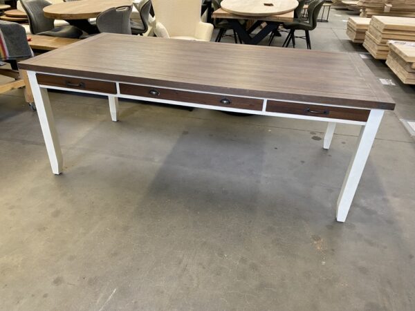 Eettafel, landelijk wit + smoke brown - Afbeelding 2